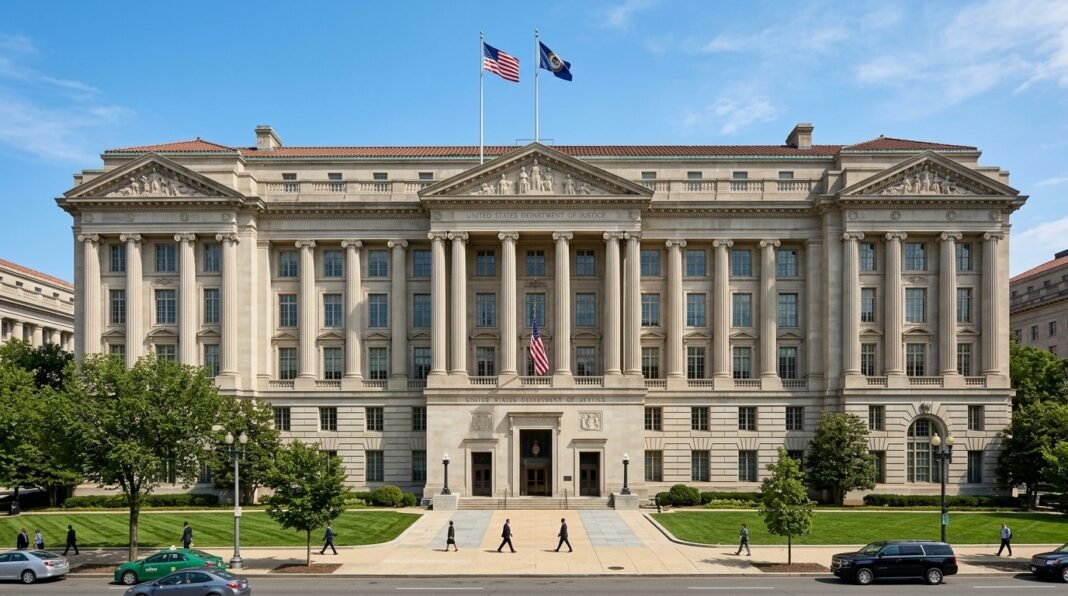 Fachada do Departamento de Justiça dos Estados Unidos em Washington D.C.