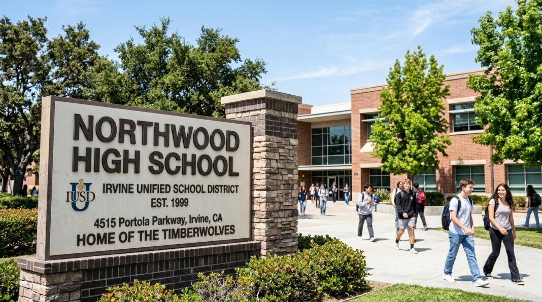 Fachada de escola pública nos Estados Unidos