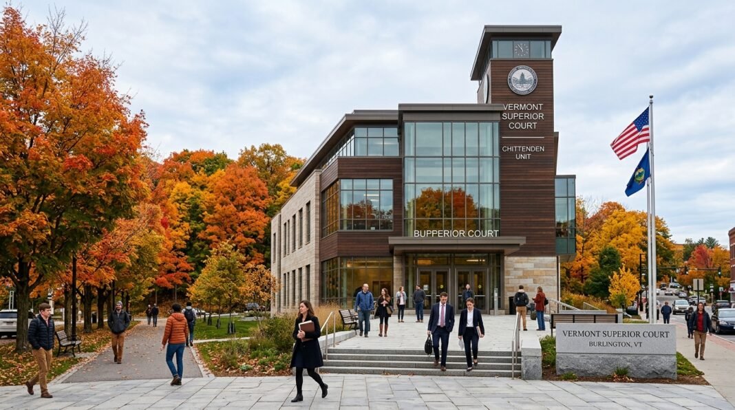 Fachada de tribunal em Vermont durante o outono