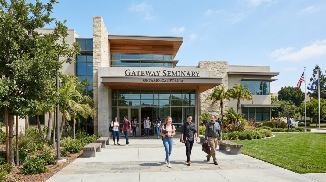 Fachada do campus do Gateway Seminary em Ontario, Califórnia.
