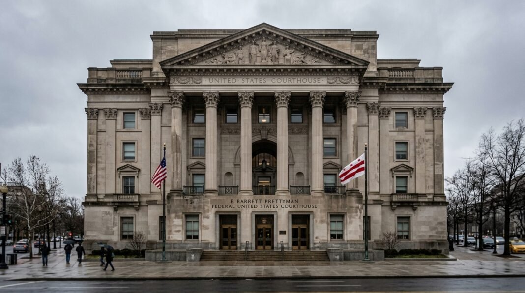 Fachada de tribunal federal nos Estados Unidos